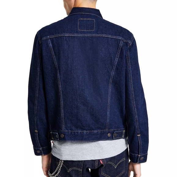 *NWT* Levi's dark blue Men's Regular Fit Non-Stretch Denim Trucker Jacket - Picture 6 of 9